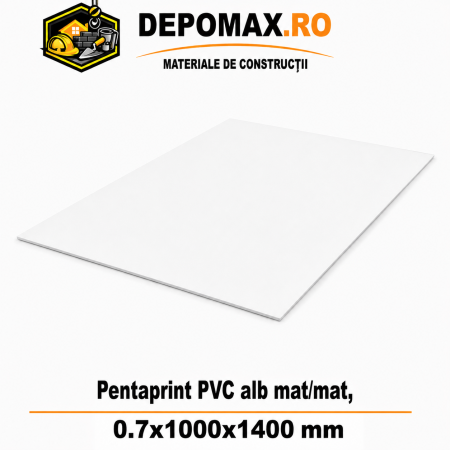 Placa PVC rigid Pentaprint Alb Mat/Mat 0.7x1000x1400 mm